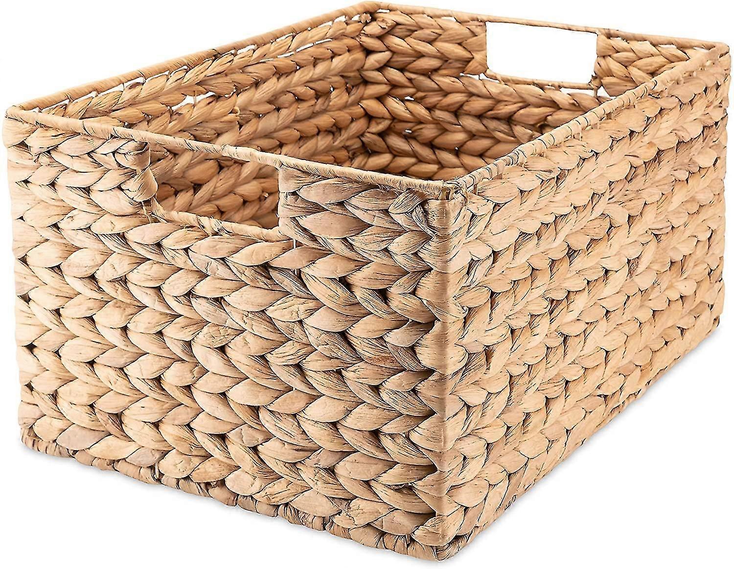 Water Hyacinth Woven Rectangular Storage Basket L