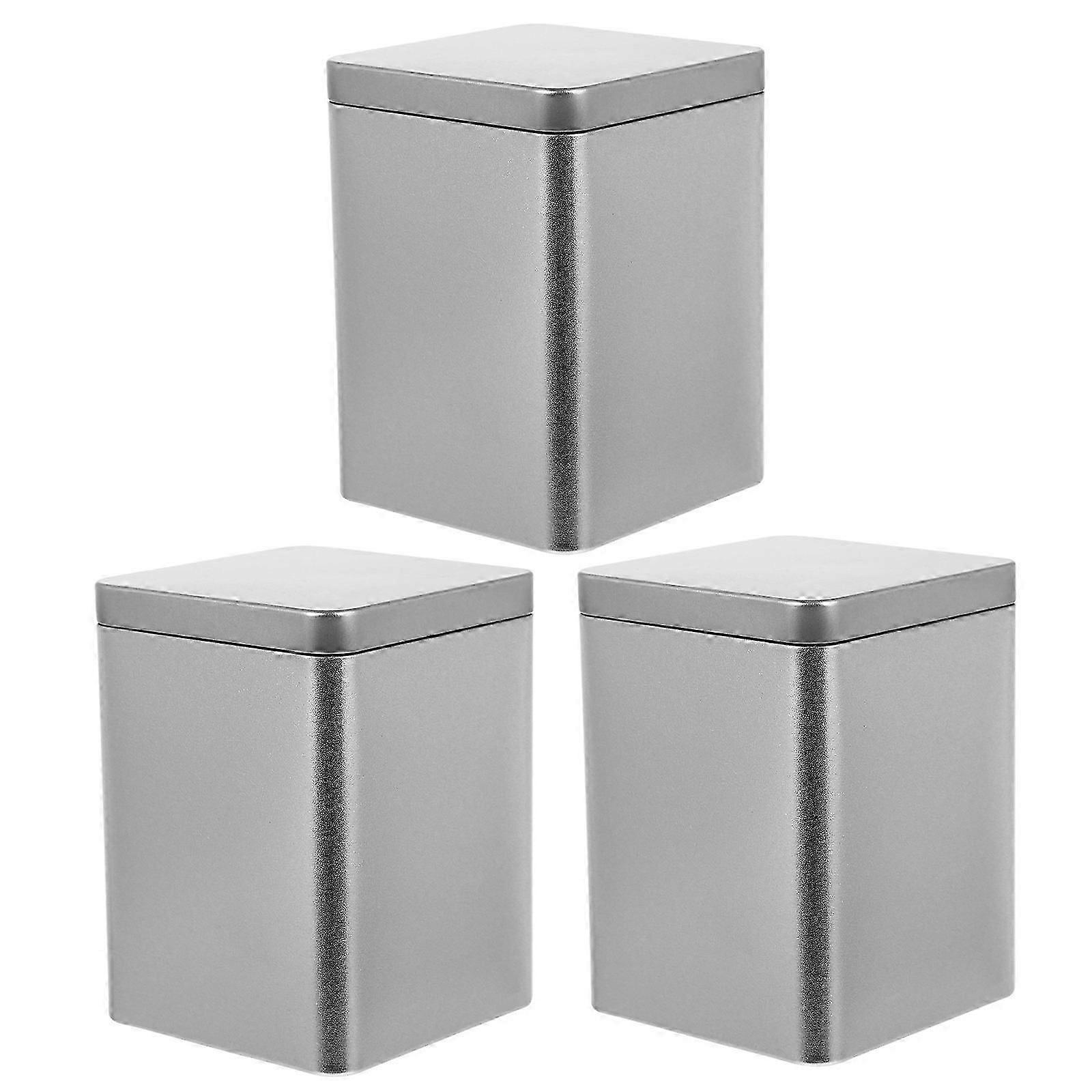 Tea Boxes Universal Packaging Box for Storage Use 3Pcs Silver Metal Containers