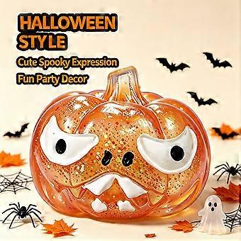 Abóbora de Halloween transparente com glitter para apertar, enfeite fofo de abóbora de Halloween, lembrancinha de festa ideal e presente divertido.