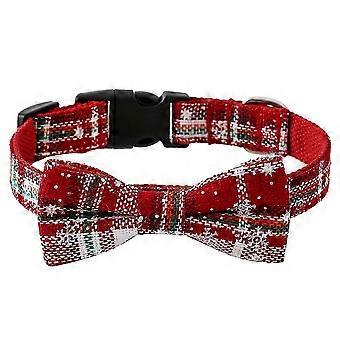 Dog Collar Adjustable Breakaway Safety Plaid Red Bow Tie for Christmas Pet Attire