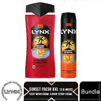 Lynx Sunset Fresh Body Wash 500ml 6pk & Body Spray 200ml 6pk Bundle