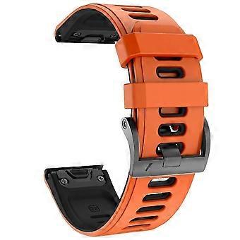 Fenix 6 Watch Band Orange Black Silicone Strap Compatible with Fenix 5 7 Forerunner 945 Durable Outdoor Style