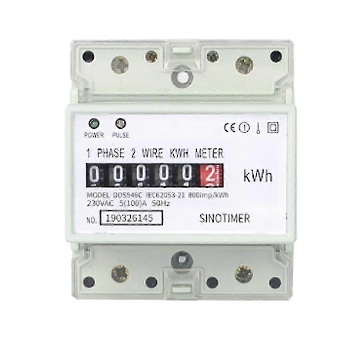 Two Wire Single Phase 100A 220V AC KWh Meter compatible with Measuring Electricity Usage