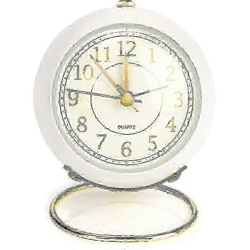 Silent Travel Alarm Clock with Night Light, Mini Quartz Bedside Timer,l