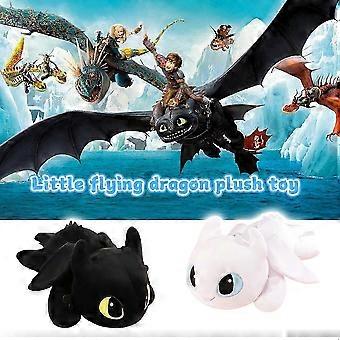 Flying Dragon Stuffed Animal Plush in Black White 40cm 60cm PP Cotton Long Body Pillow Cute Anime Style for Girls