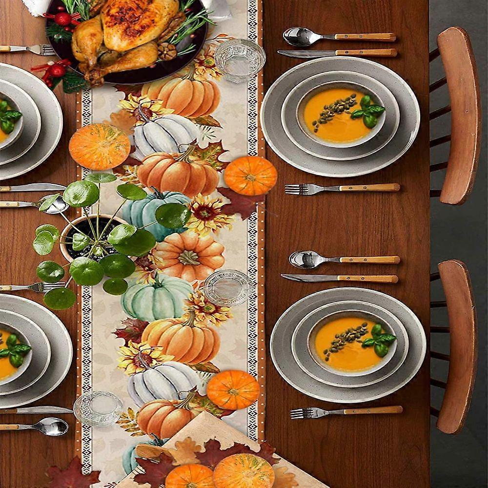 Heat-Resistant Fall Table Runner, Machine-Washable Polyester Fabric
