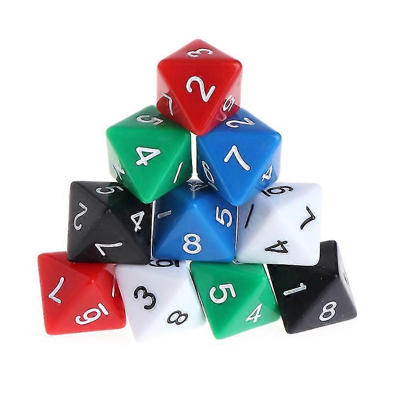 10x 8-Sided Acrylic Dice