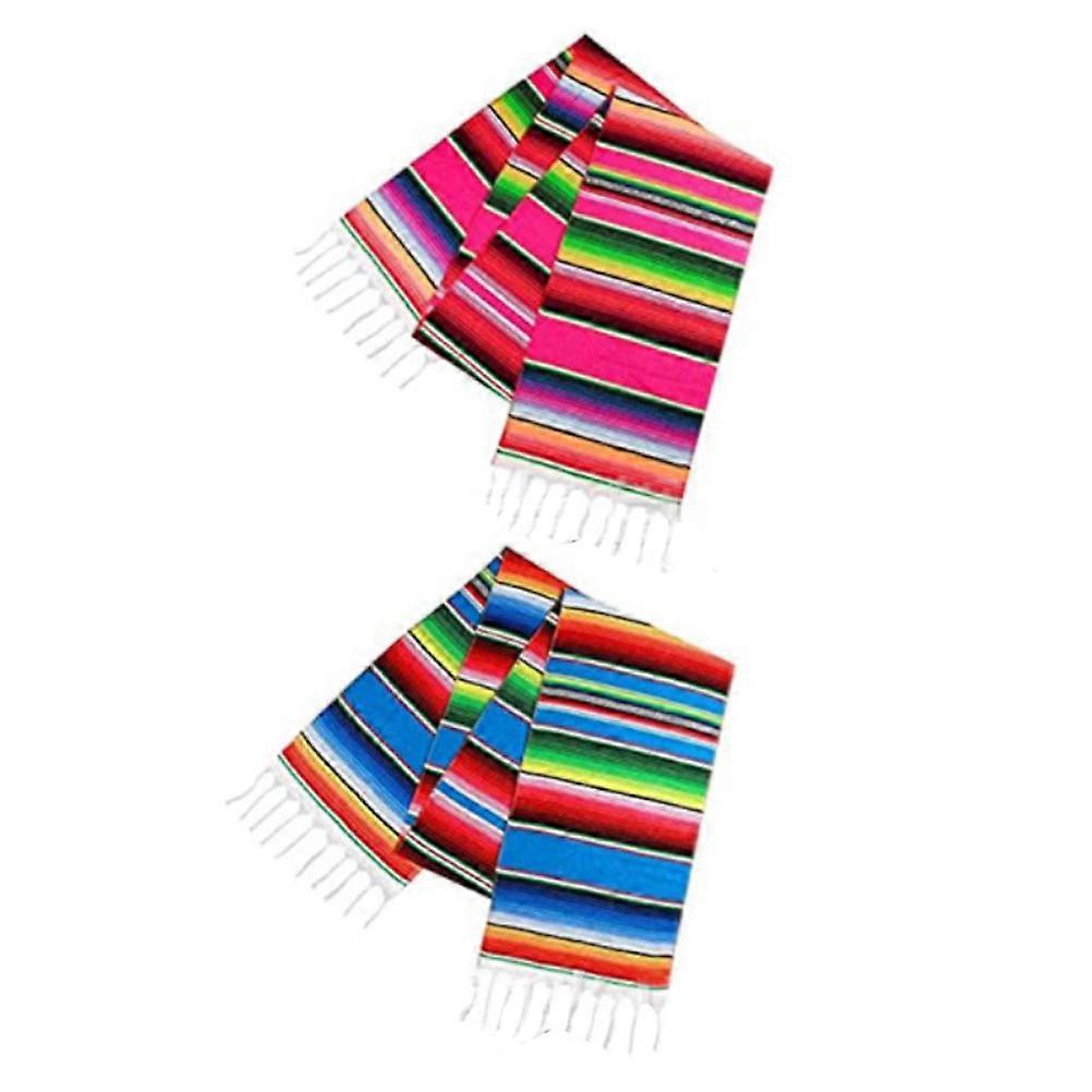 Mexico Table Runner Cotton Decorative Tablecloth for Decor 2Pcs