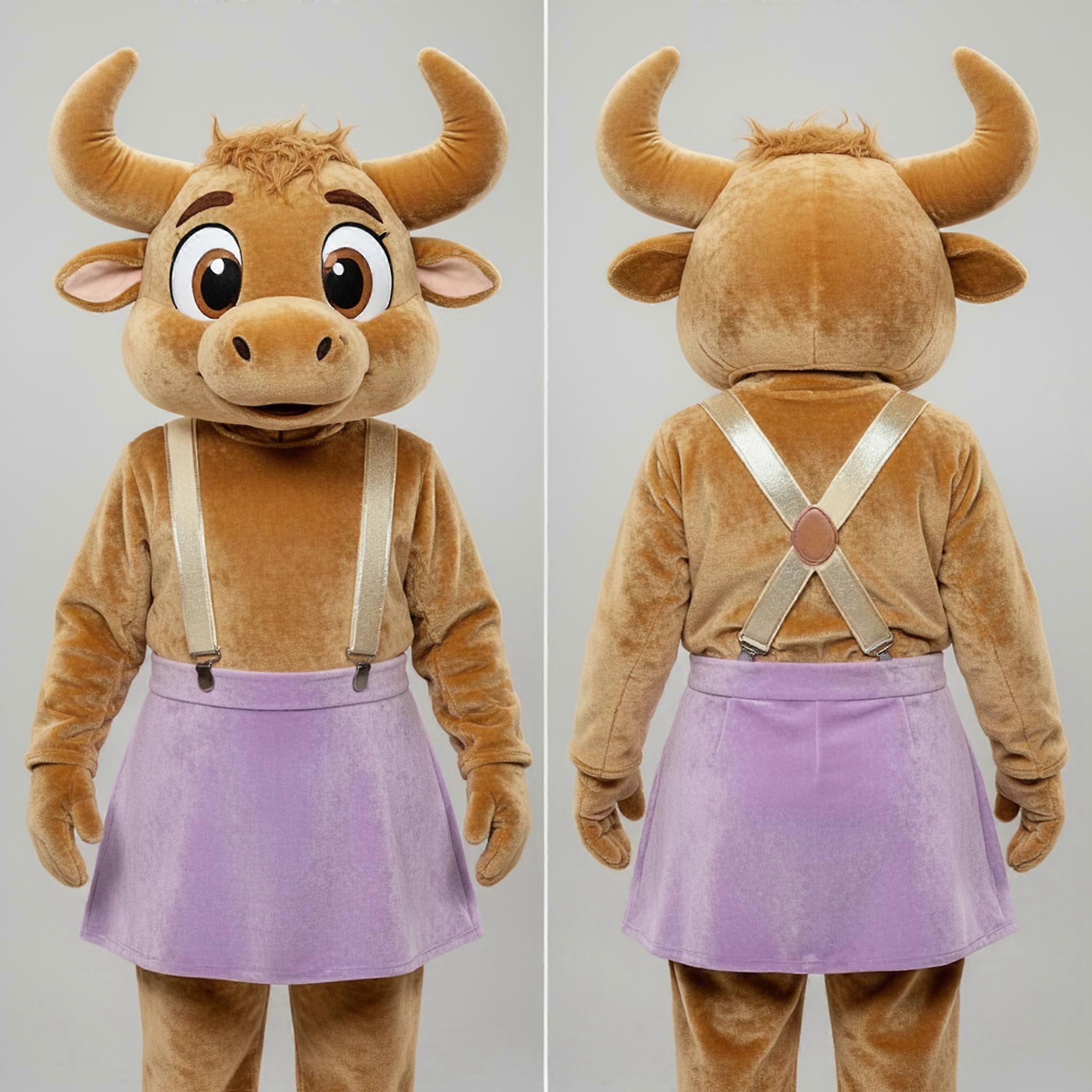 MASTICOT Tan Velvety Minotaur Mascot
