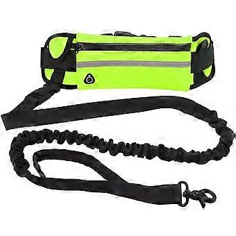 Dog Running Waist Leash Nylon Pet with Bag Retractable Elastic Belt Traction Rope Reflective Buckle