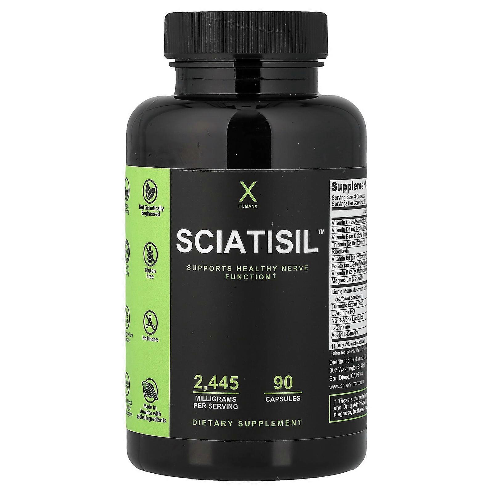 Humanx, Sciatisil, 2,445 mg, 90 Capsules (815 mg per Capsule)