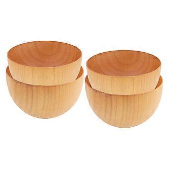 2Pcs Natural Wooden Bowl Food Container Outdoor Camping