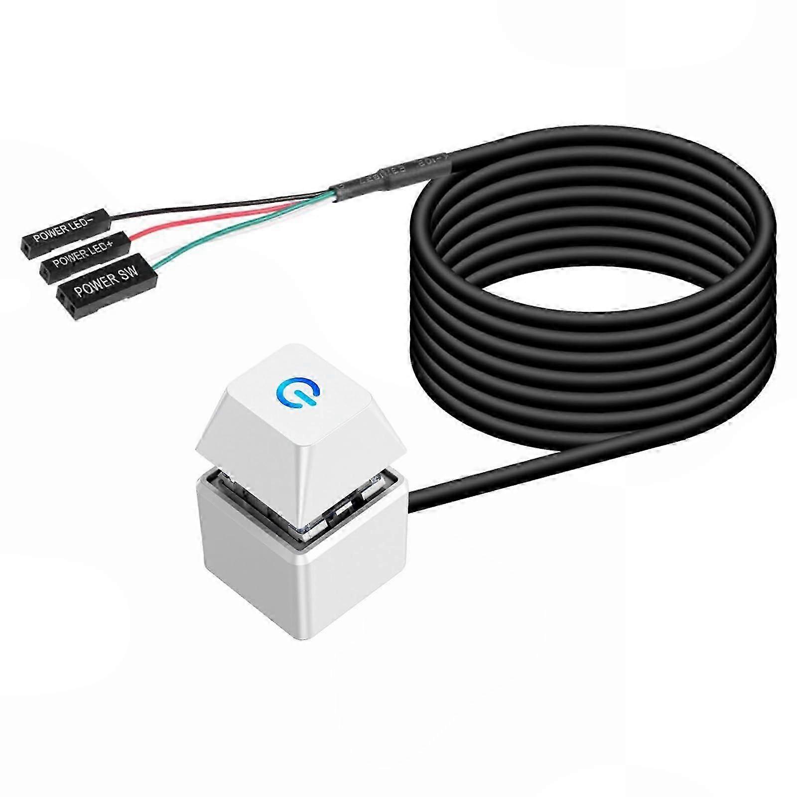 PC Power Switch for Desktop Computer, External Power Control with LED Light Indicator and Cable