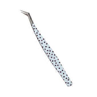 Stainless Steel Curved Stickers Tweezers High Precision Polka Dot False Eyelash Tweezers Anti-static Eyelash Curler