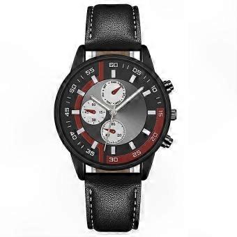 Watch, Men's Analog Quartz, Stainless Steel Case, Leather Strap, Sports Style