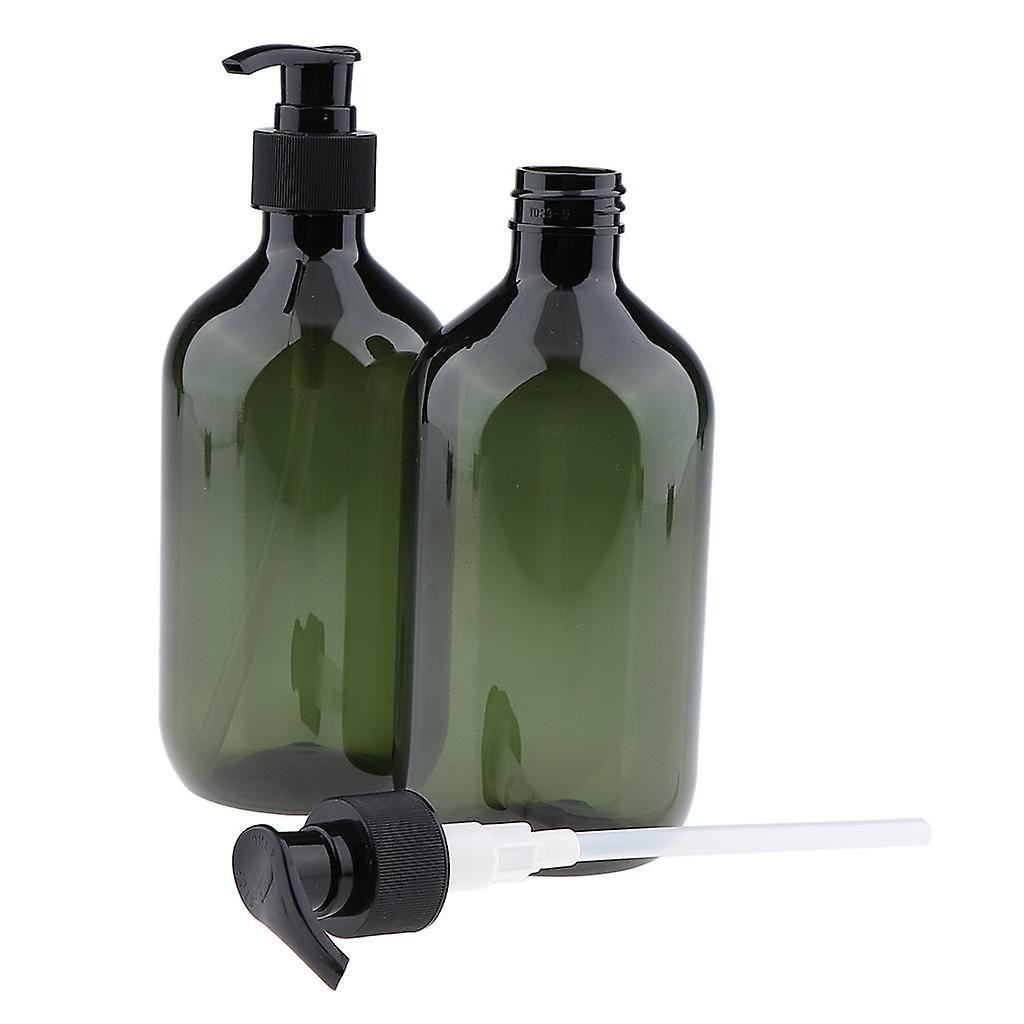 Empty Translucent PET Shampoo Conditioner Pump Bottles 500ml Green