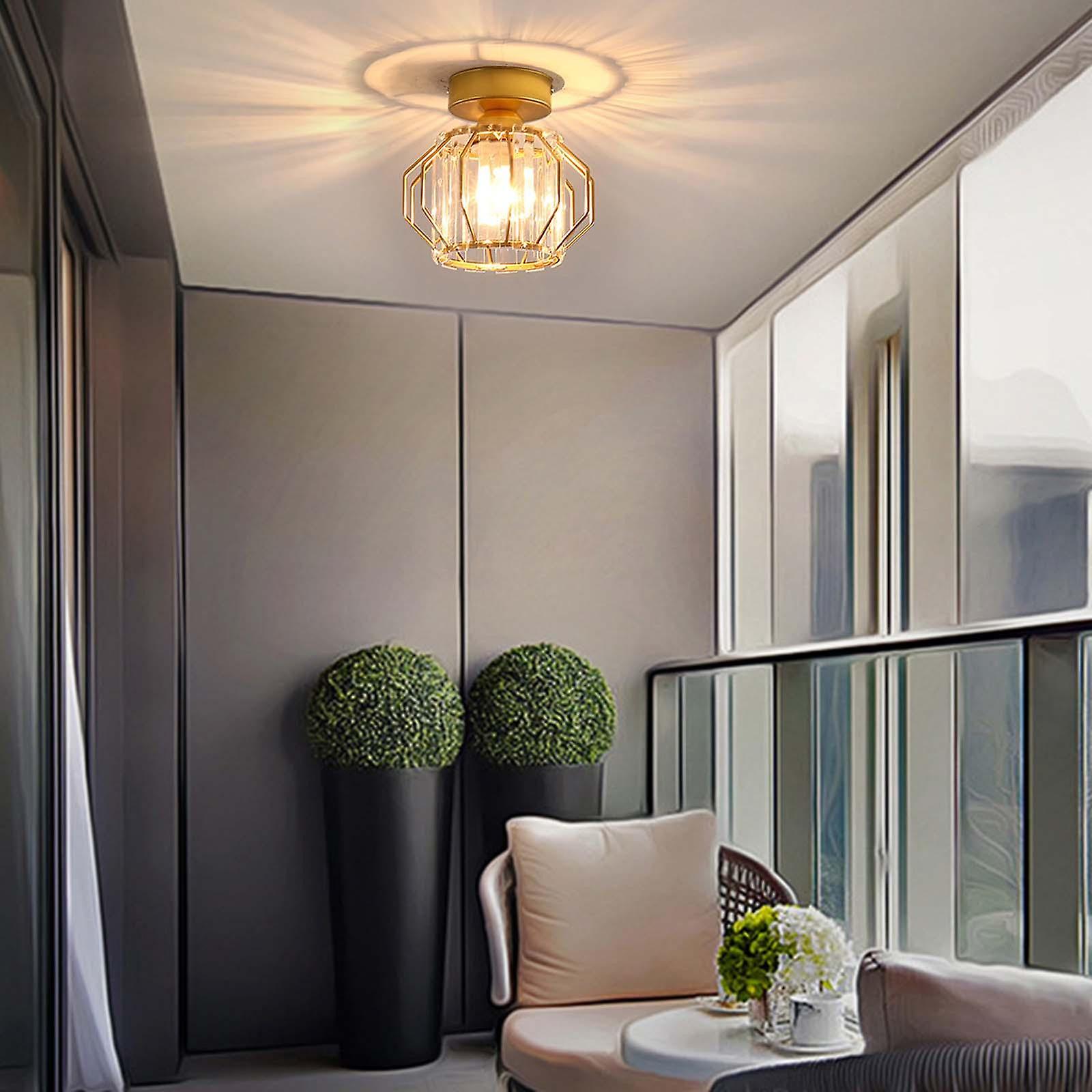 Nordic Style Crystal Ceiling Light E27 Base for Balcony Entryway Living Room C