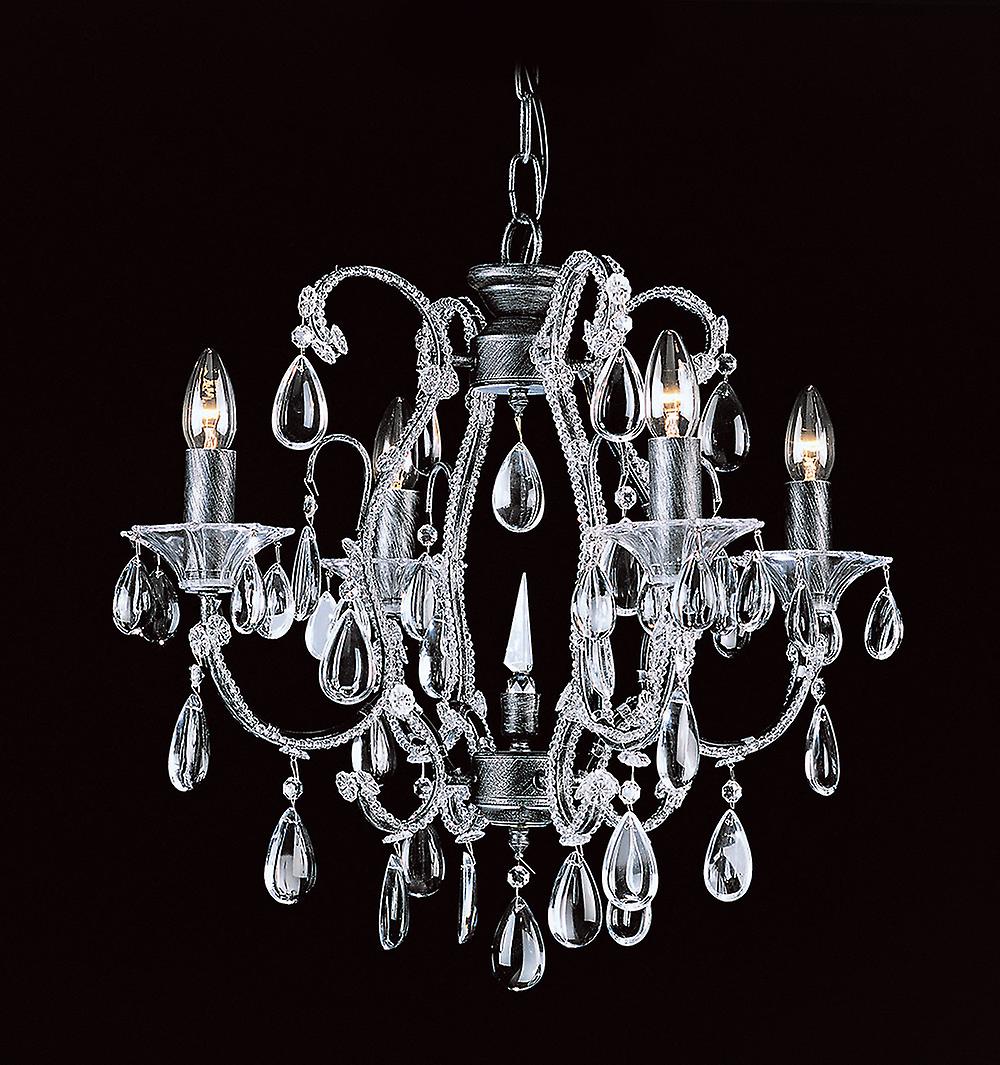 Versailles Bead Silver Streak 4 Arm Chandelier