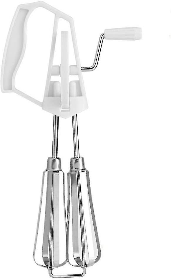 Stainless Steel Manual Whisk Egg Beater Rotary Handheld Egg Frother Mixer Cooking Tool Kitchen(white)