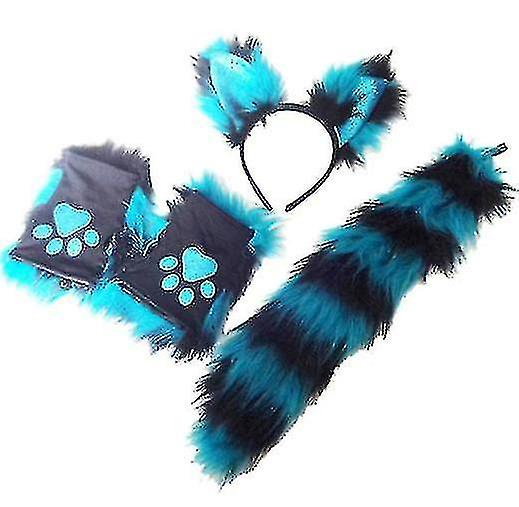 3 Pcs Set Cat Ear And With Gloves Costume For