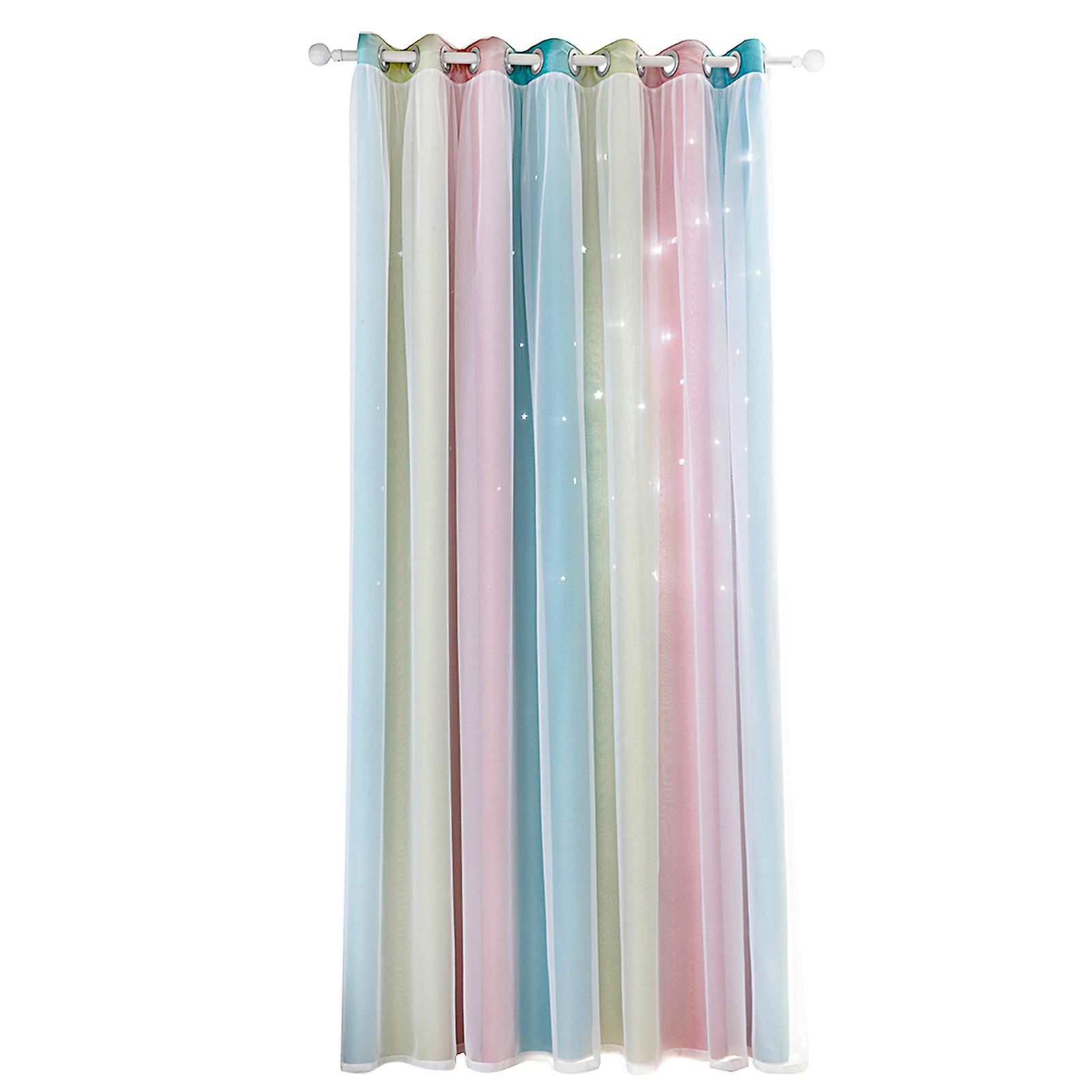 1pc Hollow-out Star Pattern Double Layer Blackout Insulation Curtain