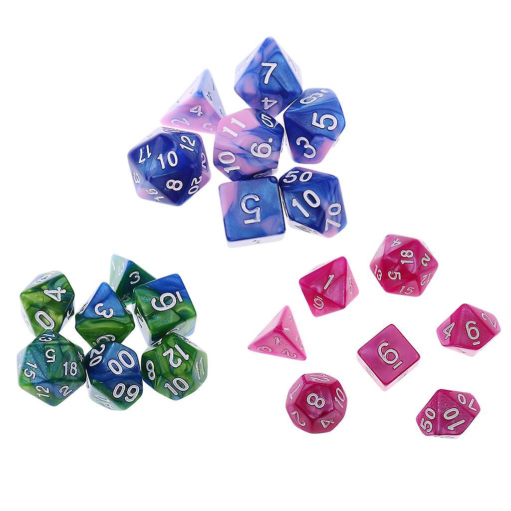 14 Pieces Multi-sided Dice Colors Polyhedral Dice Family Set for D&D Game