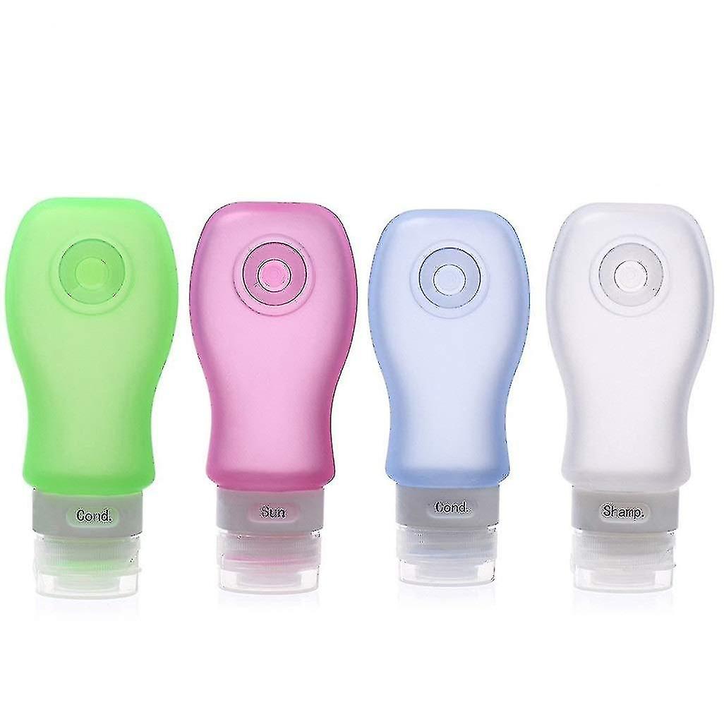 4pcs Portable Food Grade Squeeze Silicone Travel Bottle Tsa Certified For Shampoo, Conditione