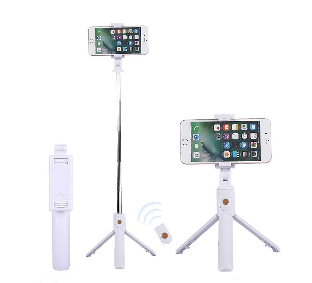 White Bluetooth Selfie Stick, 3 In 1 Mini Tripod Telescopic Smartphone Monopod With Remote Control Aluminum Alloy For Iphone 13 12 11 Pro Max/xs/xr/x/