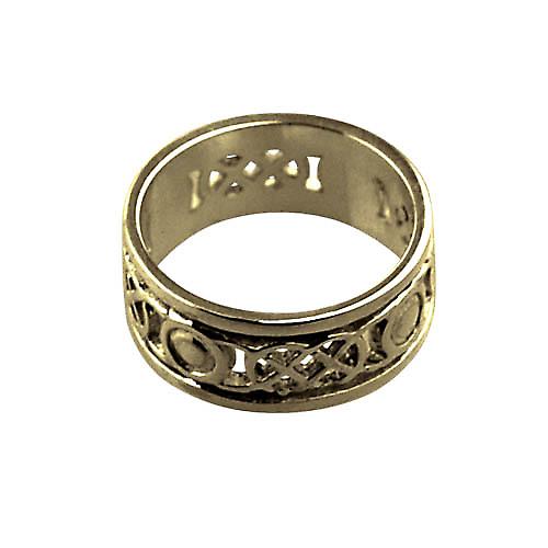 18ct Gold 8mm pierced Celtic Wedding Ring Size Q