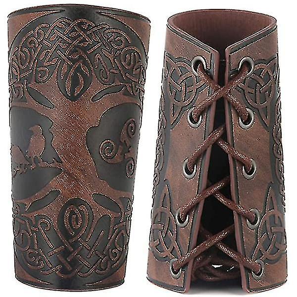 Viking Arm Bracers Leather Armor Cuffs Larp Bracers Embossed