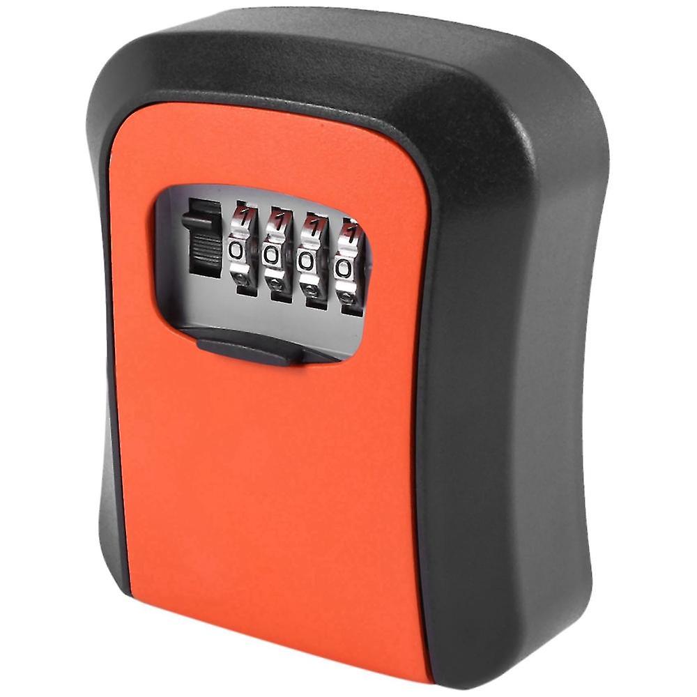 Orange Password Key Lock Box Wall Mounted Zinc Alloy Key Box Weatherproof 4 Digit Combination Key S