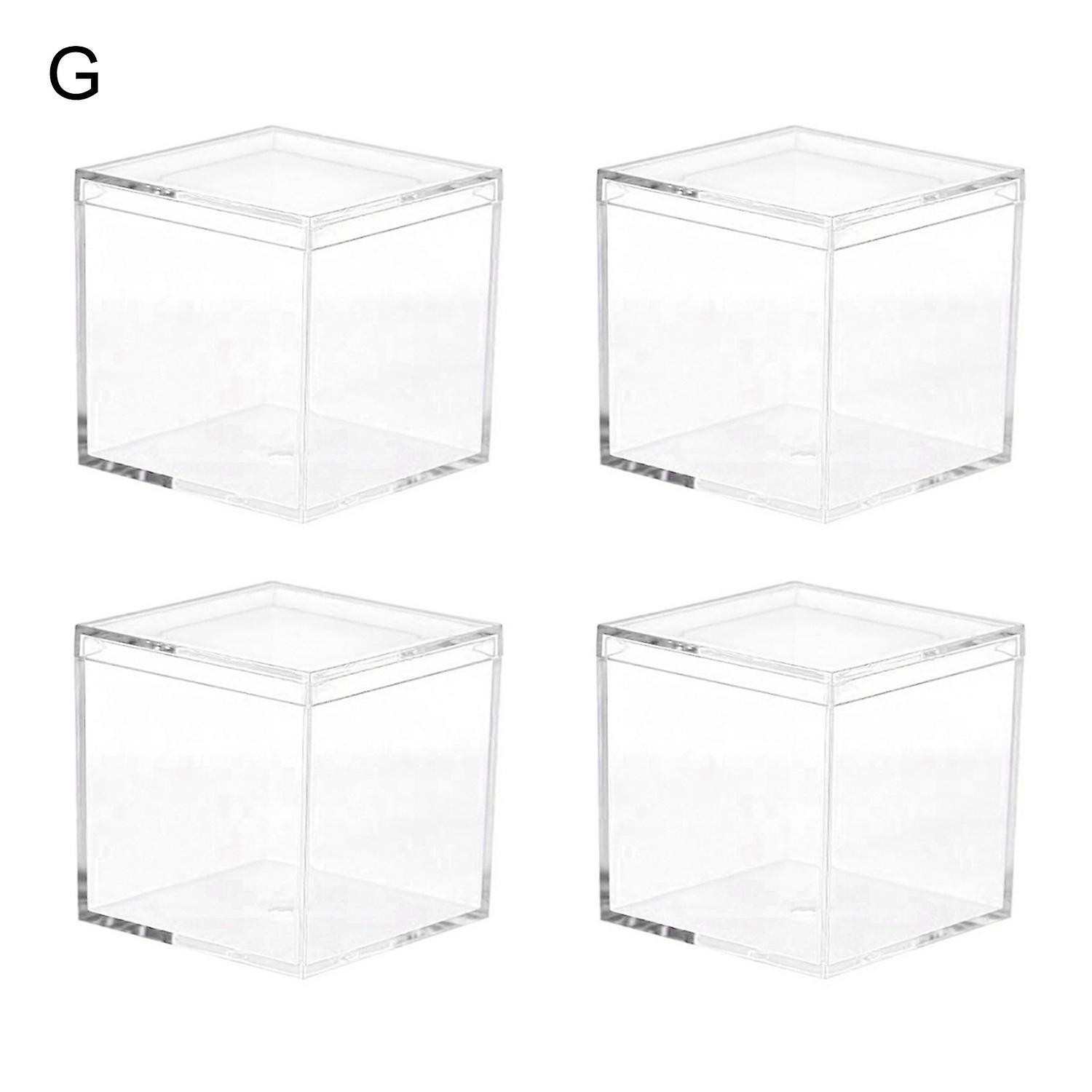 4Pcs Durable Candy Box PS Transparent Cube Compact Portable Lid Case Organizer Container for Wedding
