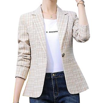 Damen Büro Dame Anzugjacken Klassischer karierter zweireihiger Tweed-Blazer für Frauen formeller täglicher Partyball