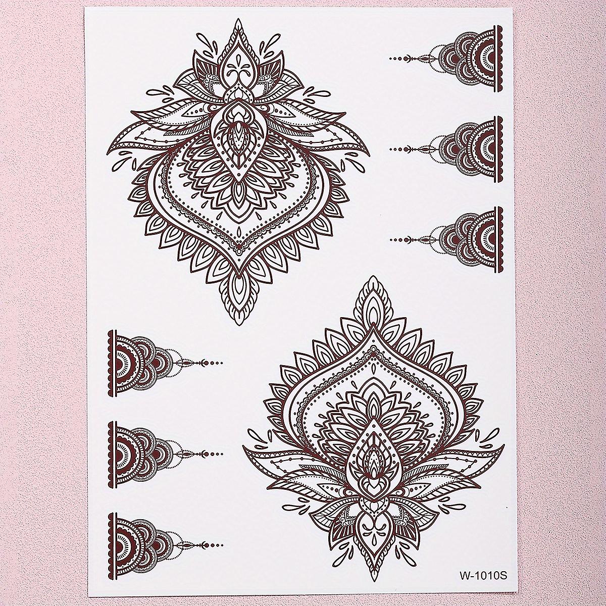 Vintage Vermilion Tattoo Stickers For Hands And Legs - Complicated Pattern Design For A Unique Look