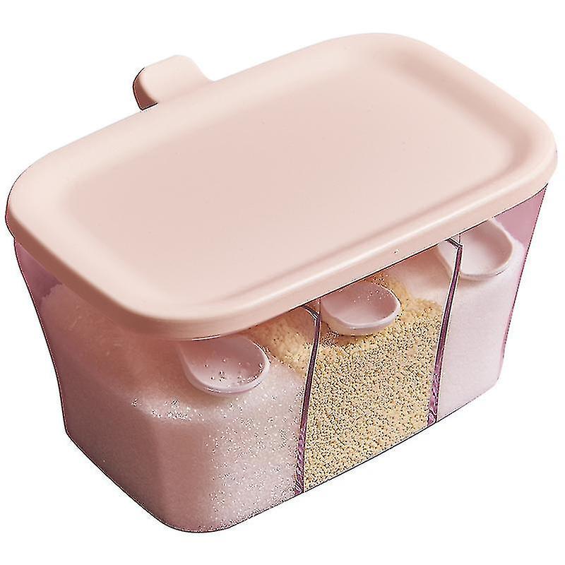 3-in-1 Spice Container, Spice Jar With Lid / Spice Spoon, Salt / Sugar / Chili Powder, Color: Pink