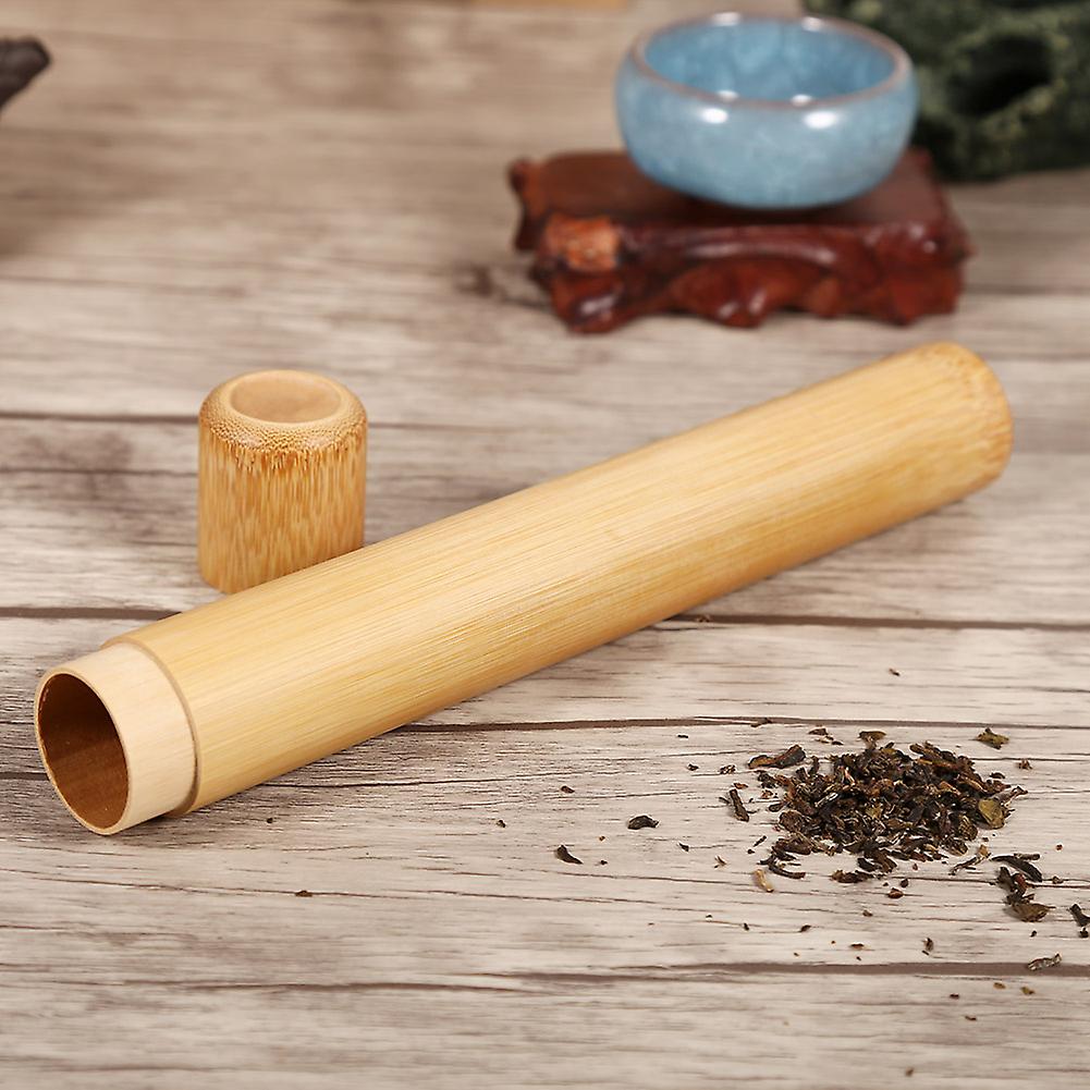Round Shape Bamboo Tea Jar, Portable Handmade Natural Bamboo Tea Jar Storage Holder Container Box Home Use for Containing Tea(2.5 * 23cm)