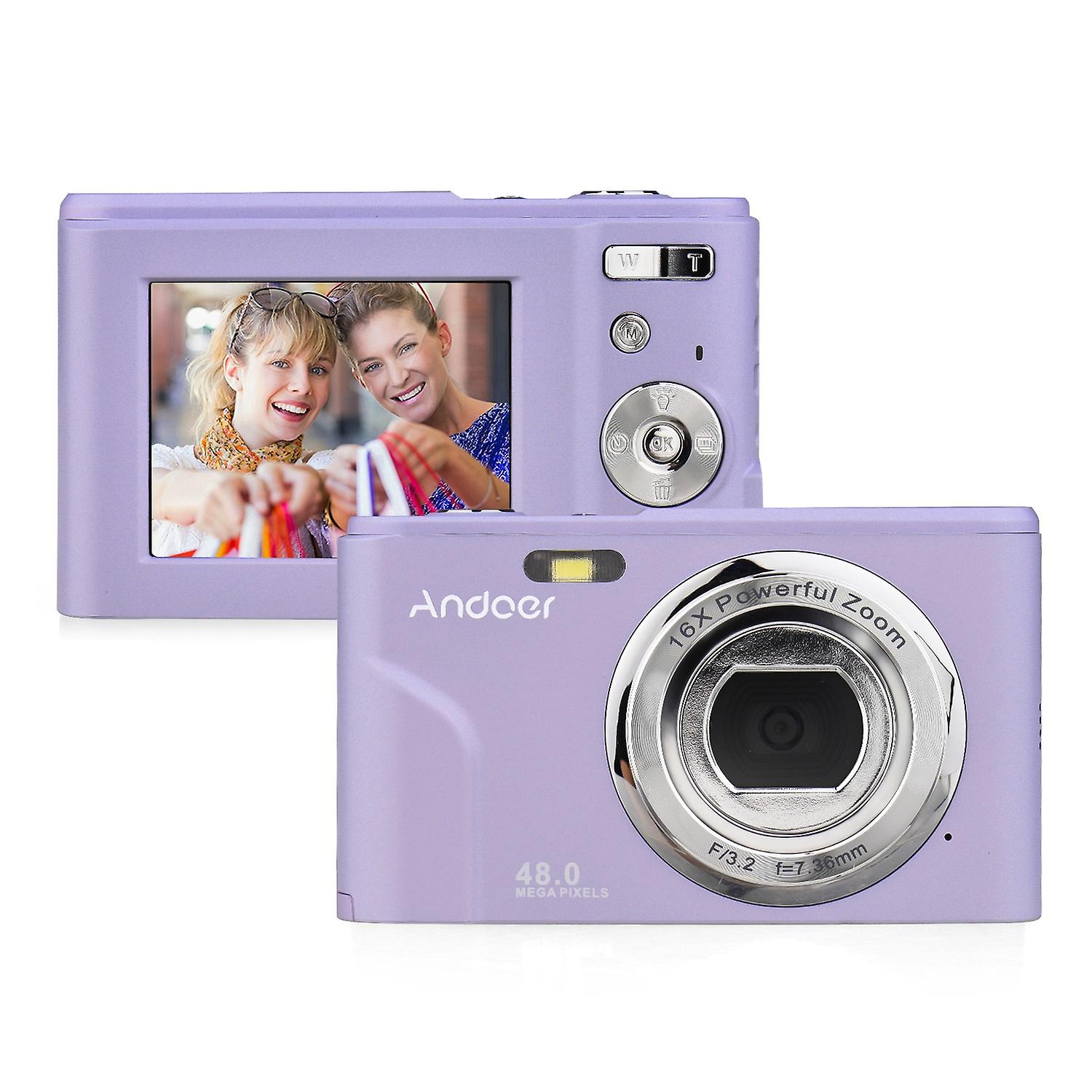 Andoer Portable Digital Camera 48MP 1080P 2.4-inch IPS Screen 16X Zoom Auto Focus Self-Timer 128GB E