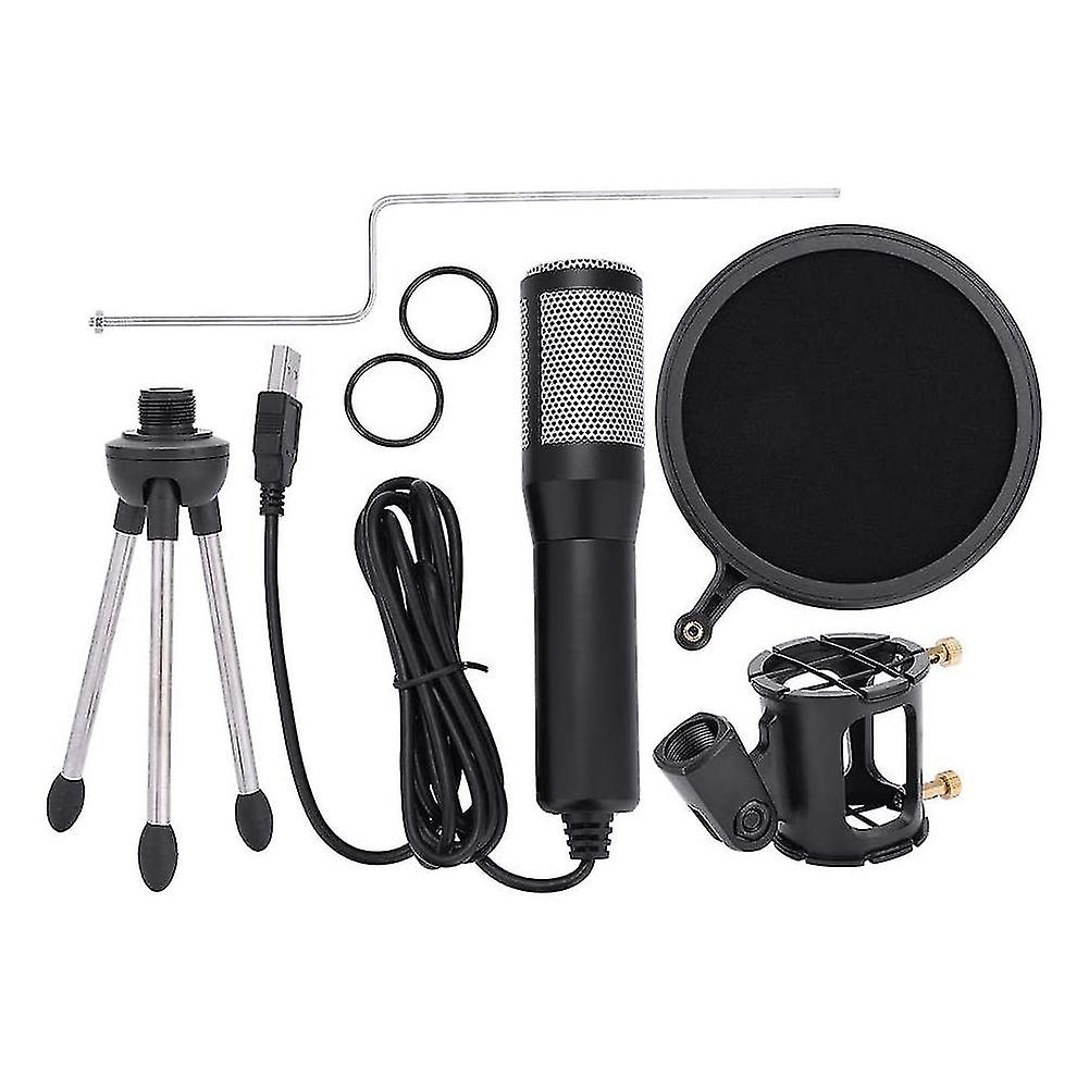 USB Plug Condenser Microphone with Tripod Stand for Game Chat Studio Recording Computer