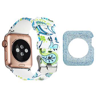 For Apple Watch Series 1 / 2 / 3 38mm Wrist Band Replacement Strap with Blue TPU Case