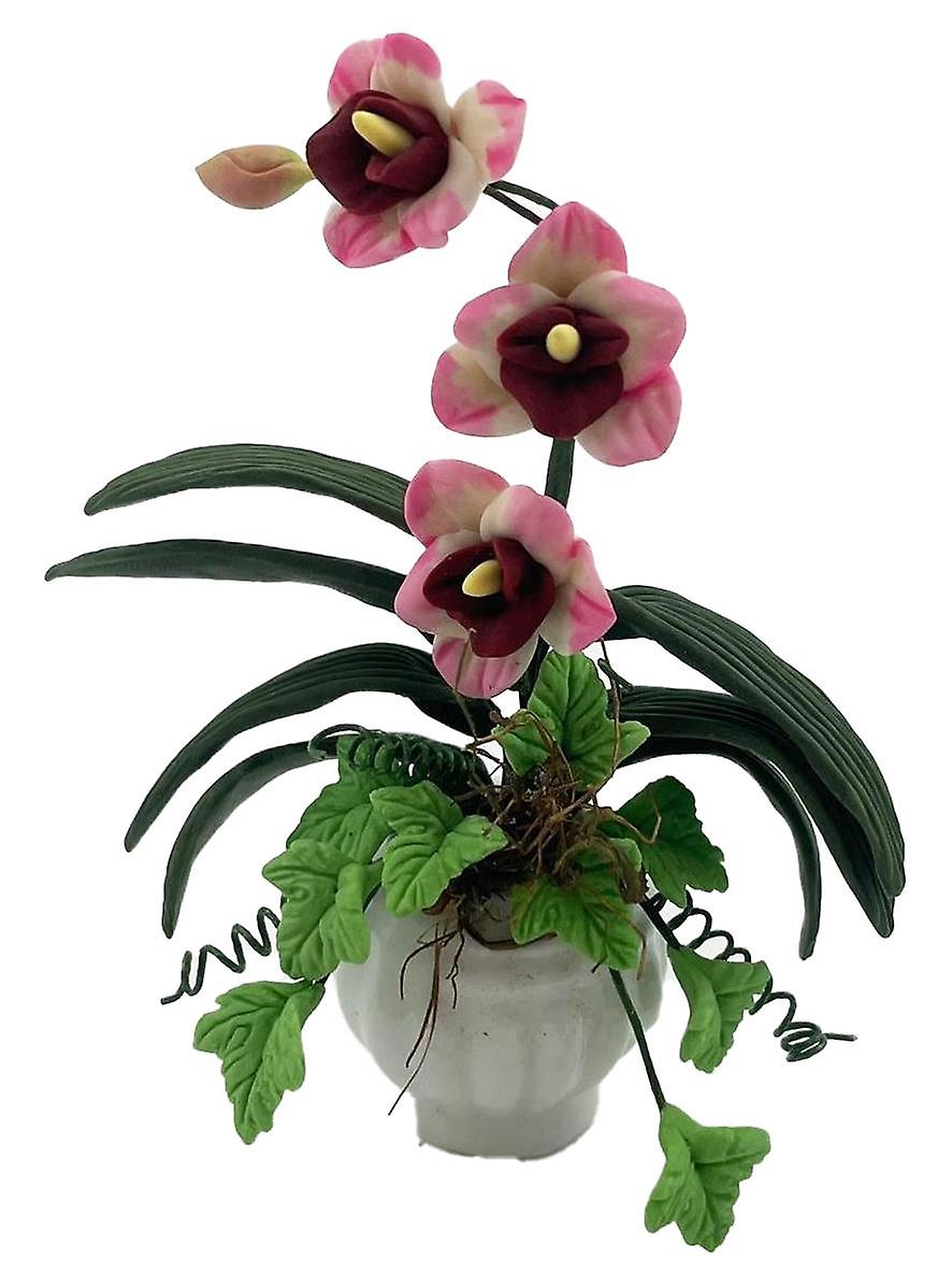Dolls House Pink Red Lily & Trailing Ivy In Pot Flower Ornament Garden Accessory