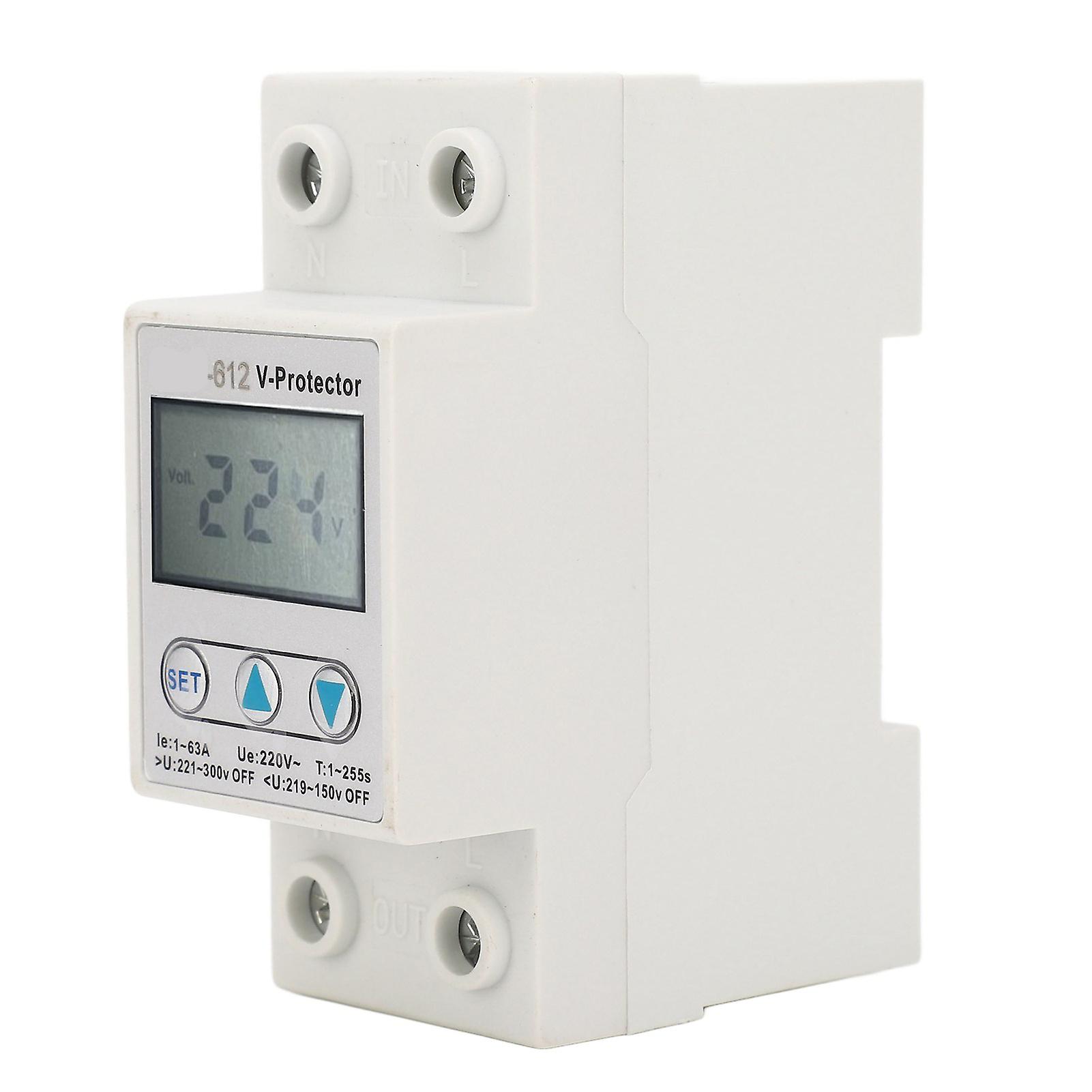 2P Voltage Protective Device LCD Self Recovery Over Under Voltage Protector Automatic Reset Switch AC220V 63A