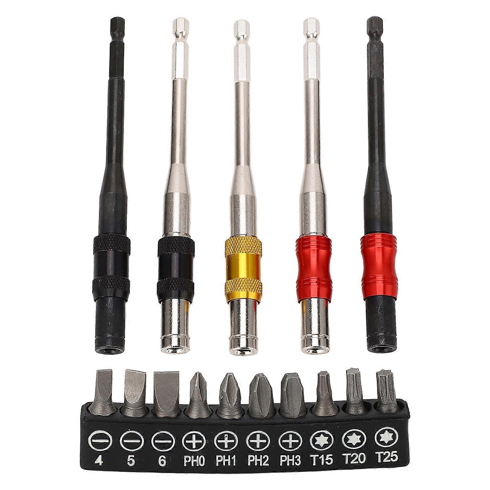 Pivoting Magnetic 1/4 Inch Hex Shank Drill Bit Extender Quick Release Self Locking Rod 145mm