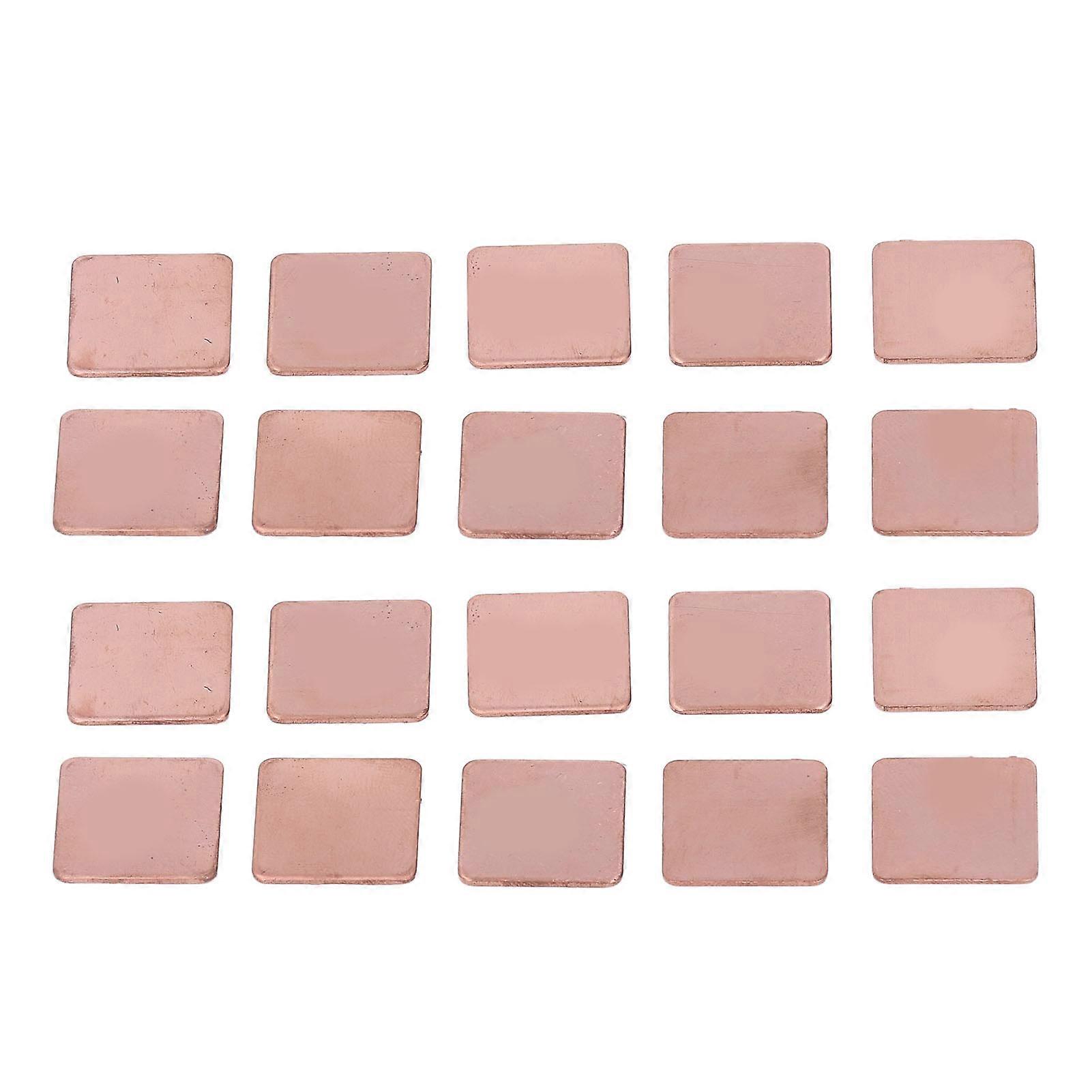 20Pcs Red Copper Heatsink Shim Laptop Graphics Card Heat Sink Sheet CPU GPU Copper Pad Shim Thickness 1.0mm/0.04in