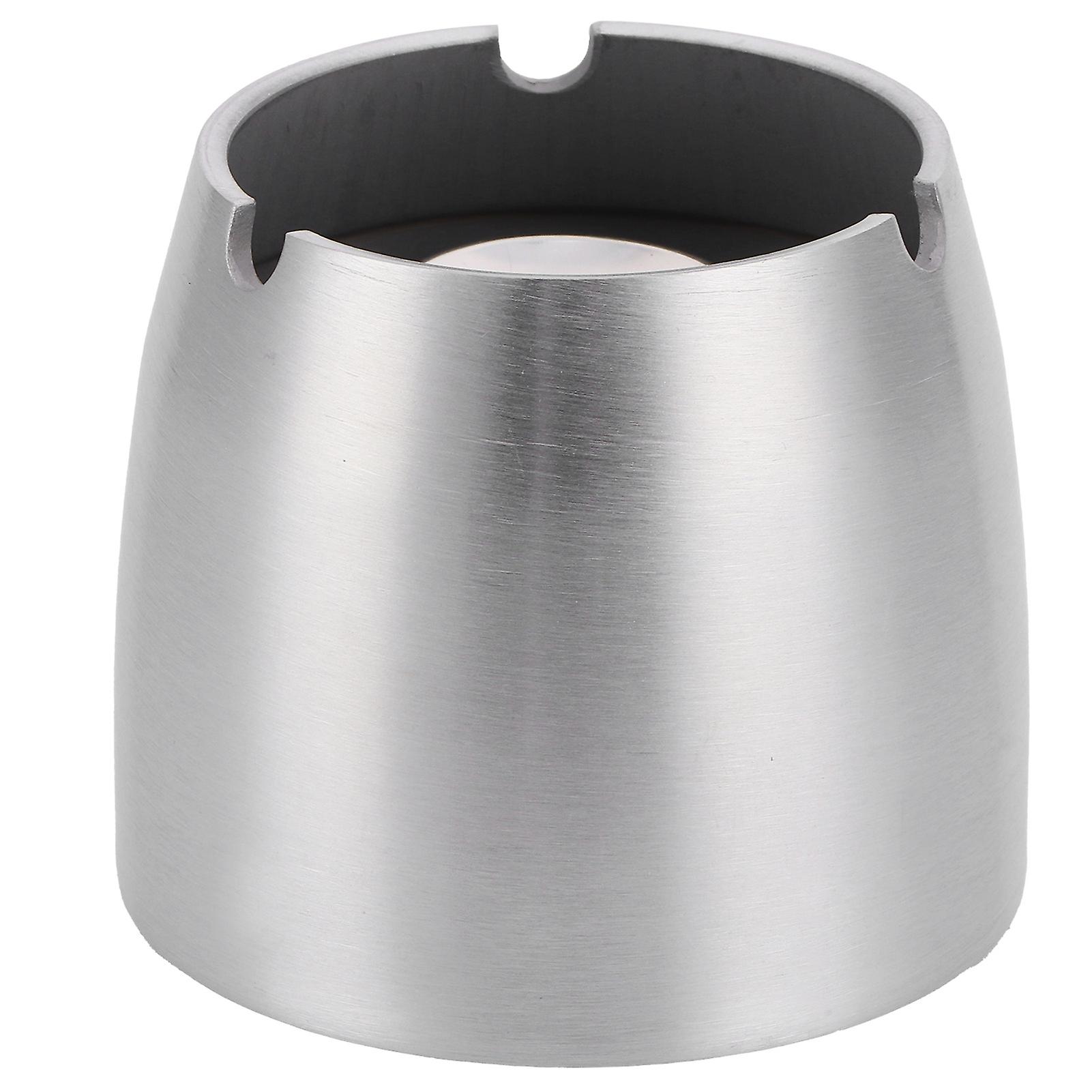 Stainless Steel Windproof Ashtray, Sanded Finish, Compact Size