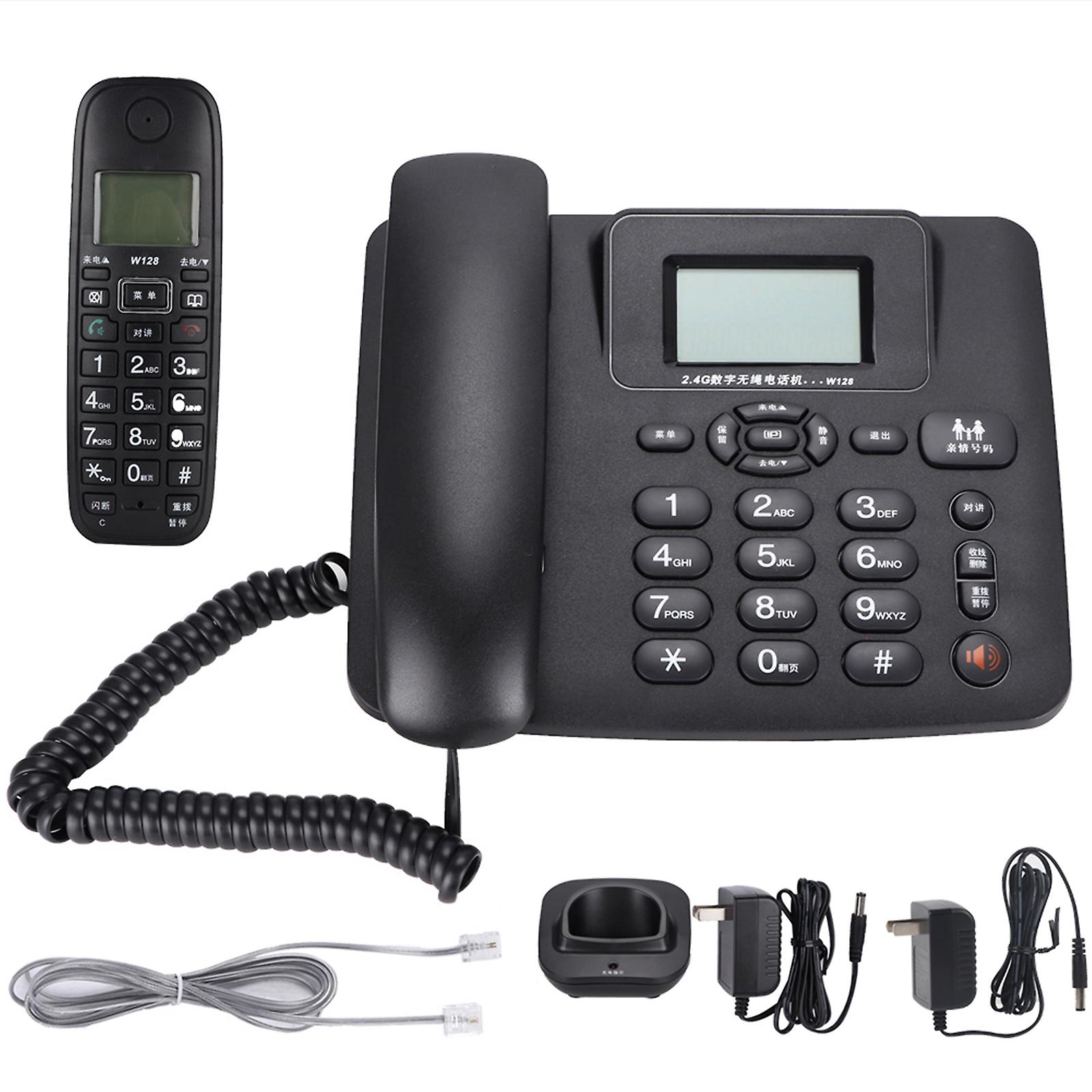 Téléphone fixe sans fil numérique intelligent W128 2,4 GHz, un pour un (noir)