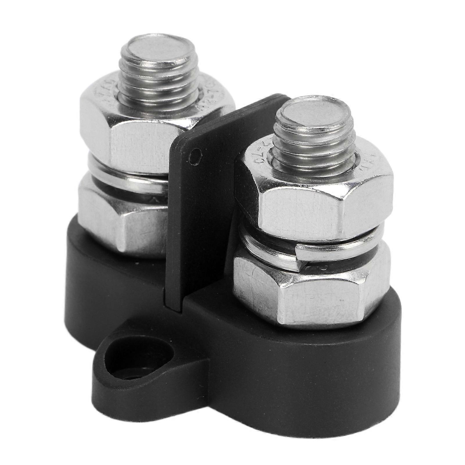 M10 3/8in Power Distribution Terminal Block Dual Isolated Stud for Car Trailer Boat DC 48VBlack
