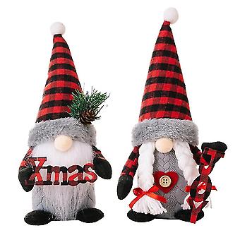 Weihnachtszwerge Plüsch, 2er-Pack Handgemachte Weihnachten Schwedische skandinavische Figur Nordische Zwerge Plüsch Weihnachtselfenpuppe