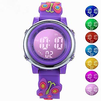 SUJI LED Zegarek dla dzieci 3D Cartoon Maluch Zegarek cyfrowy na nadgarstek Wodoodporny 7-kolorowy Światła ze stoperem alarmowym dla 3-10 lat Chłopcy Dziewczęta Małe dziecko (masło