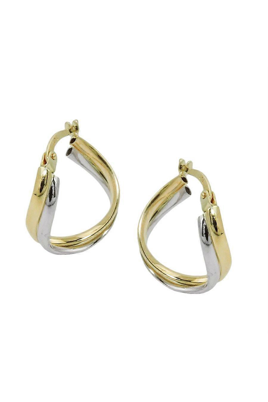 Hoop Earrings Two Tone 9k Gold - Gl431411