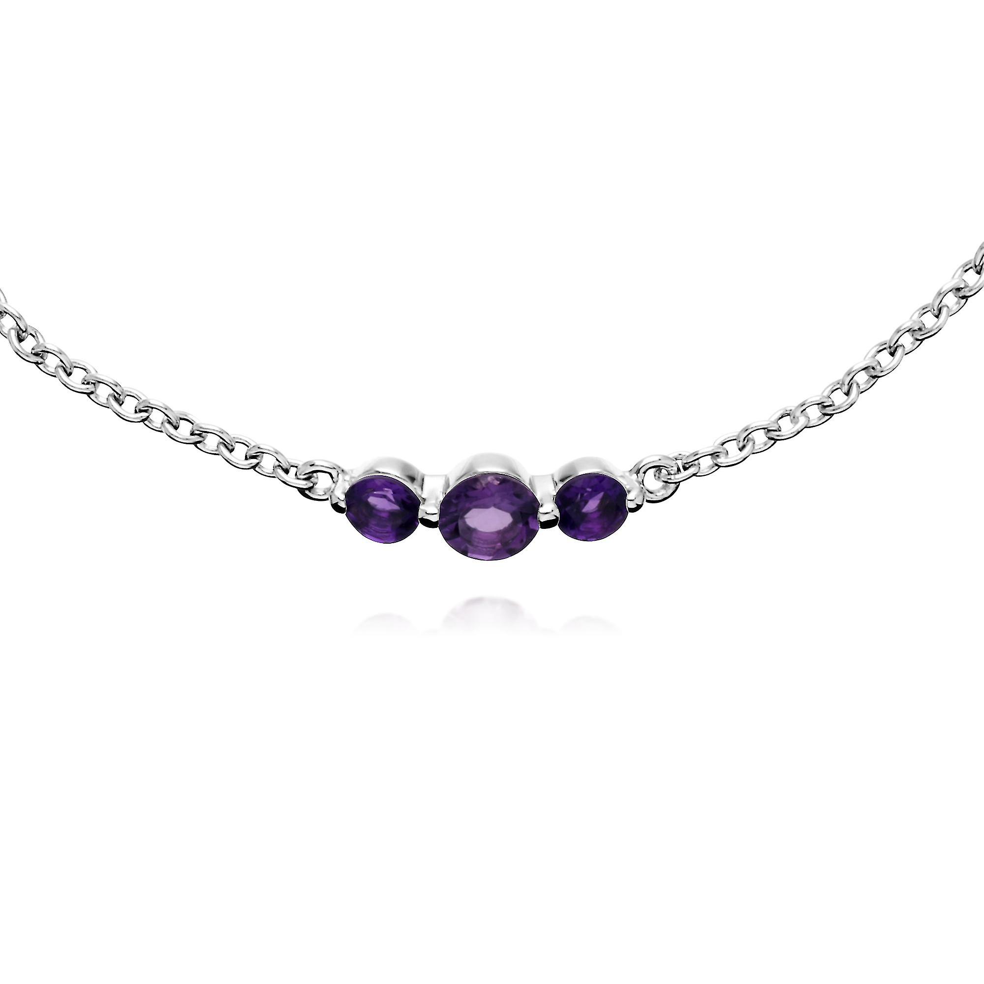 Classic Round Amethyst Three Stone Gradient Bracelet in 925 Sterling Silver 270L011103925